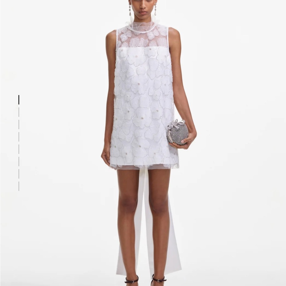 Self-Portrait White Lace Mini Dress Size 8